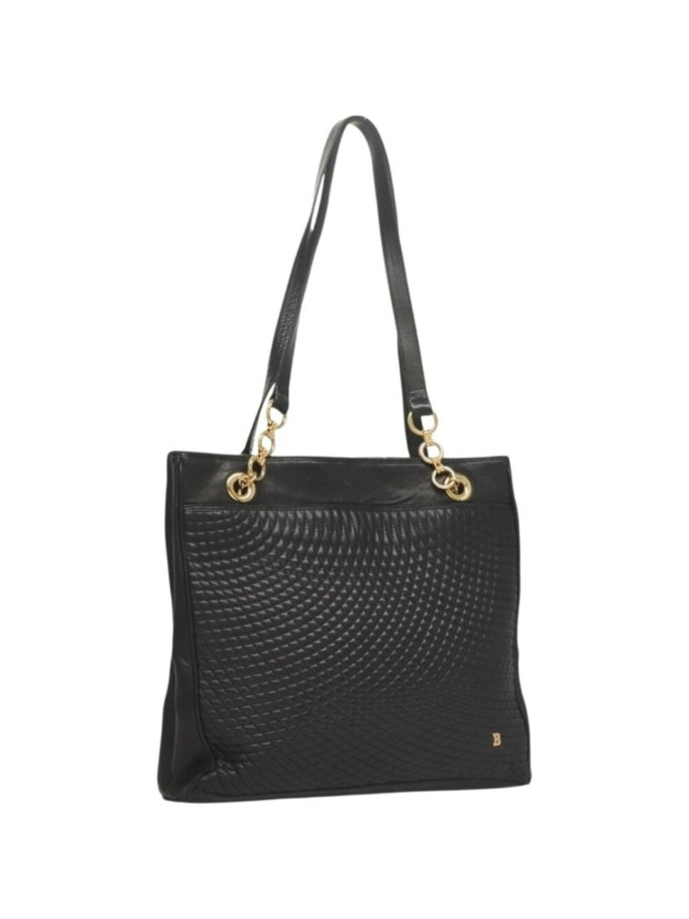 BALLY Tote Bag Leather Black Gold